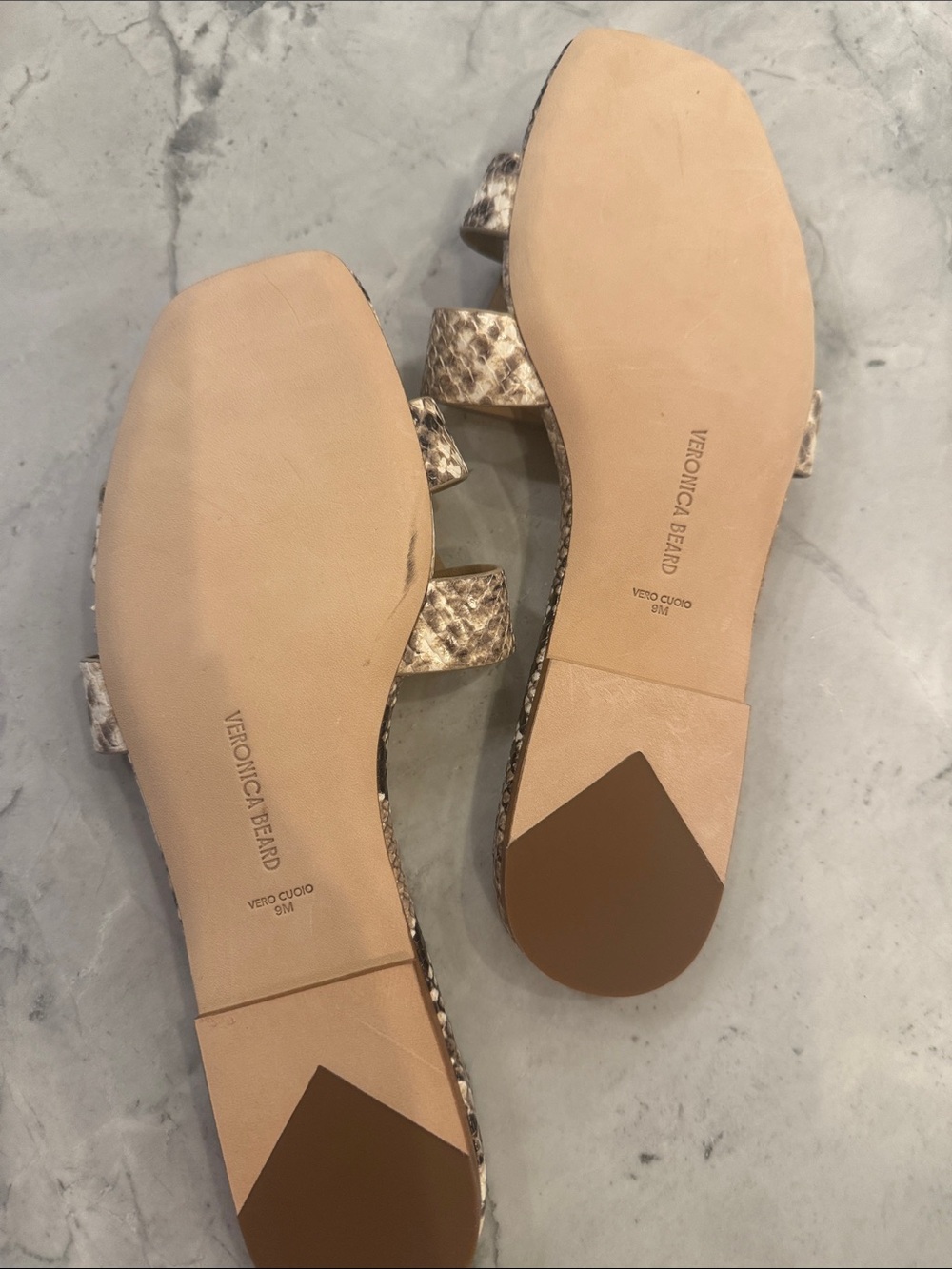 Veronica Beard Tan and Black Snake-Print Slide Sandals - Picture 2 of 3